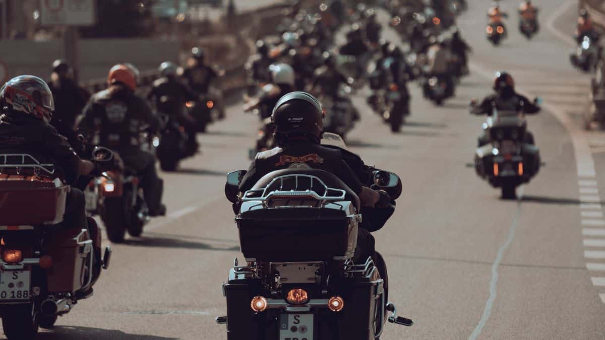 Motorcycles riding on a road, illustrating Texas lane splitting law