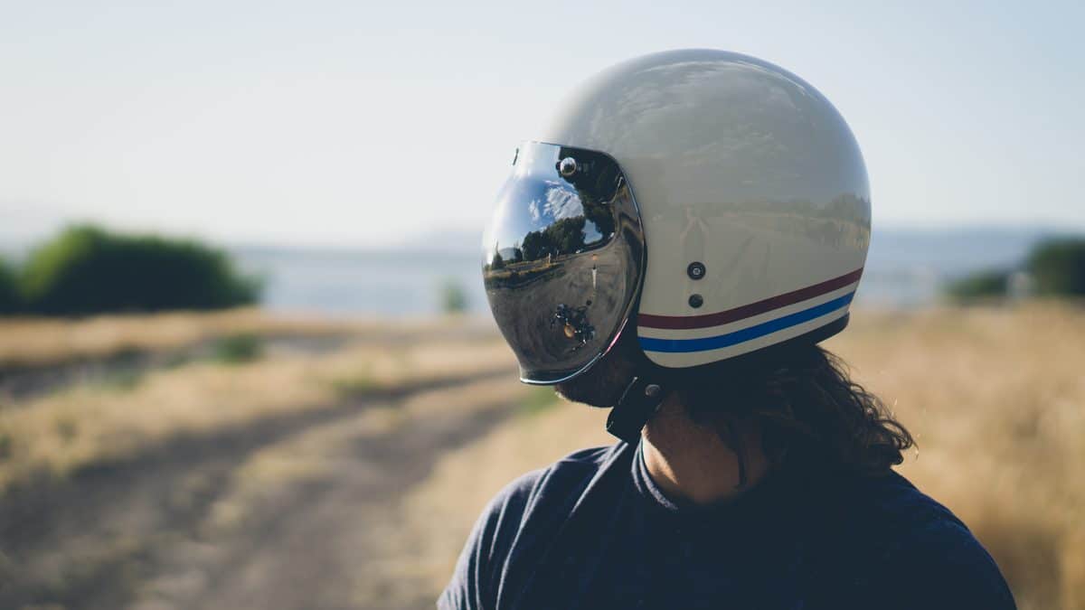 Rider wearing a full-face motorcycle helmet