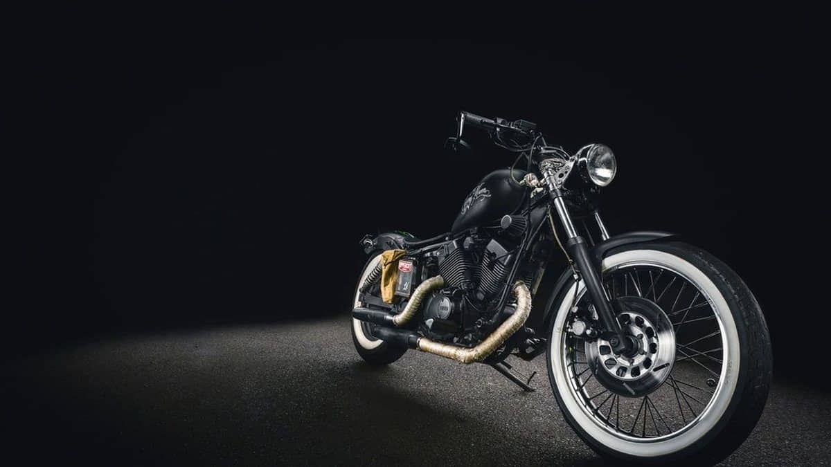 Motorcycle photographed against a dark background